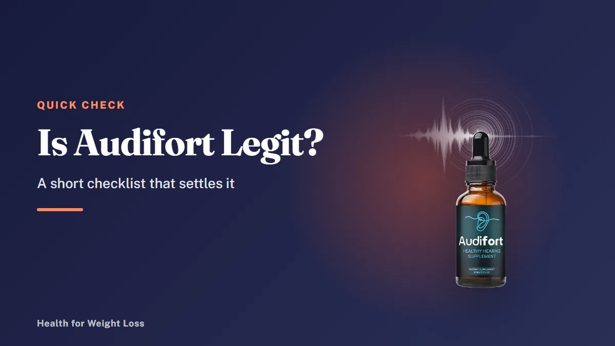 Is Audifort a scam or legit: a single Audifort dropper bottle, the real 1 fl oz liquid supplement sold by the seller