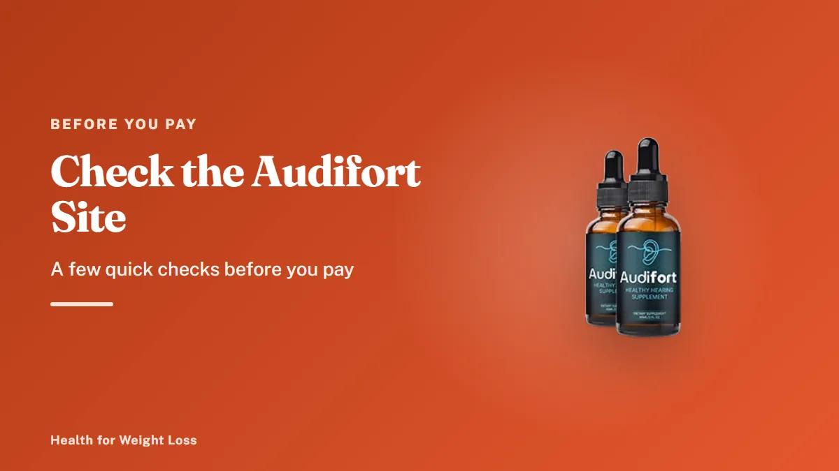 Official Audifort site checklist: the 2-bottle Audifort package, the entry bundle at $158 plus shipping