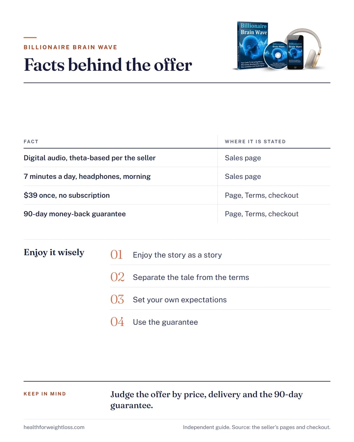 Dr Summers Billionaire Brain Wave infographic: the facts that carry the offer and four ways to decide sensibly