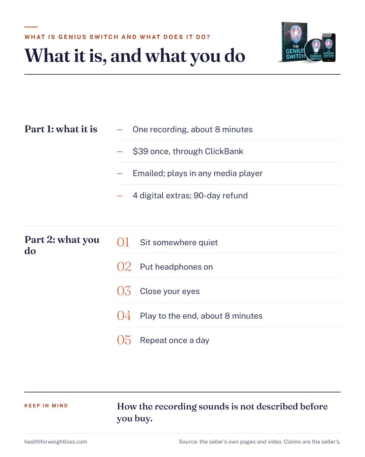 The Genius Switch, what it is and what it does infographic: part one, the audio file and what comes with it