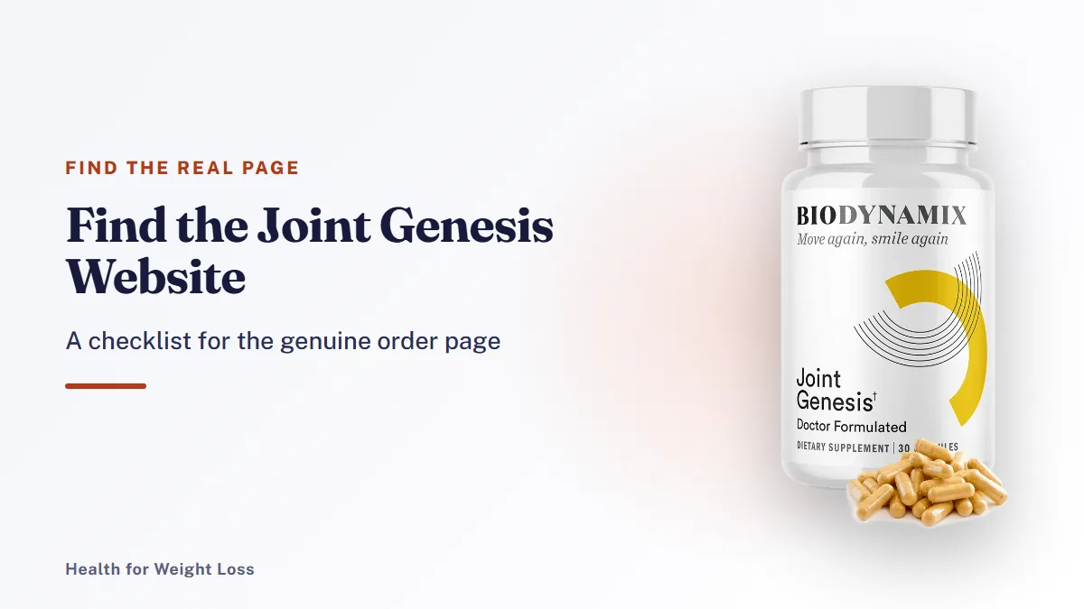 Joint Genesis official website guide: a single bottle of Joint Genesis capsules from the genuine BioDynamix order page