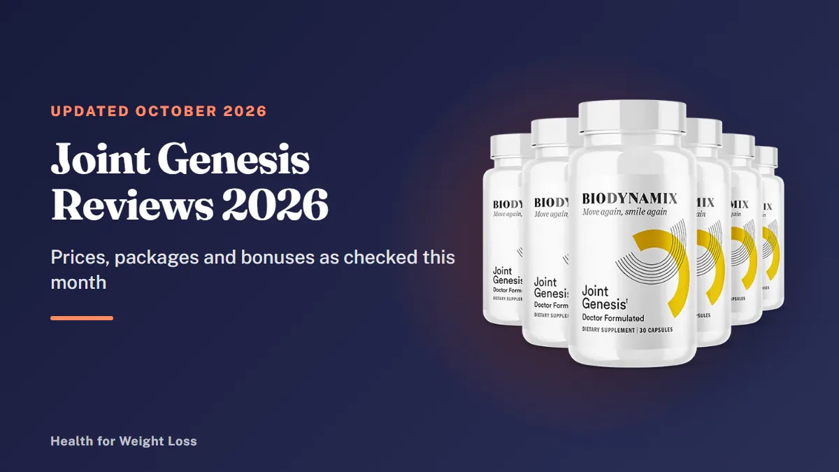 Joint Genesis reviews 2026: the 6-bottle Joint Genesis package with two bonus e-books at the current $49 a bottle price