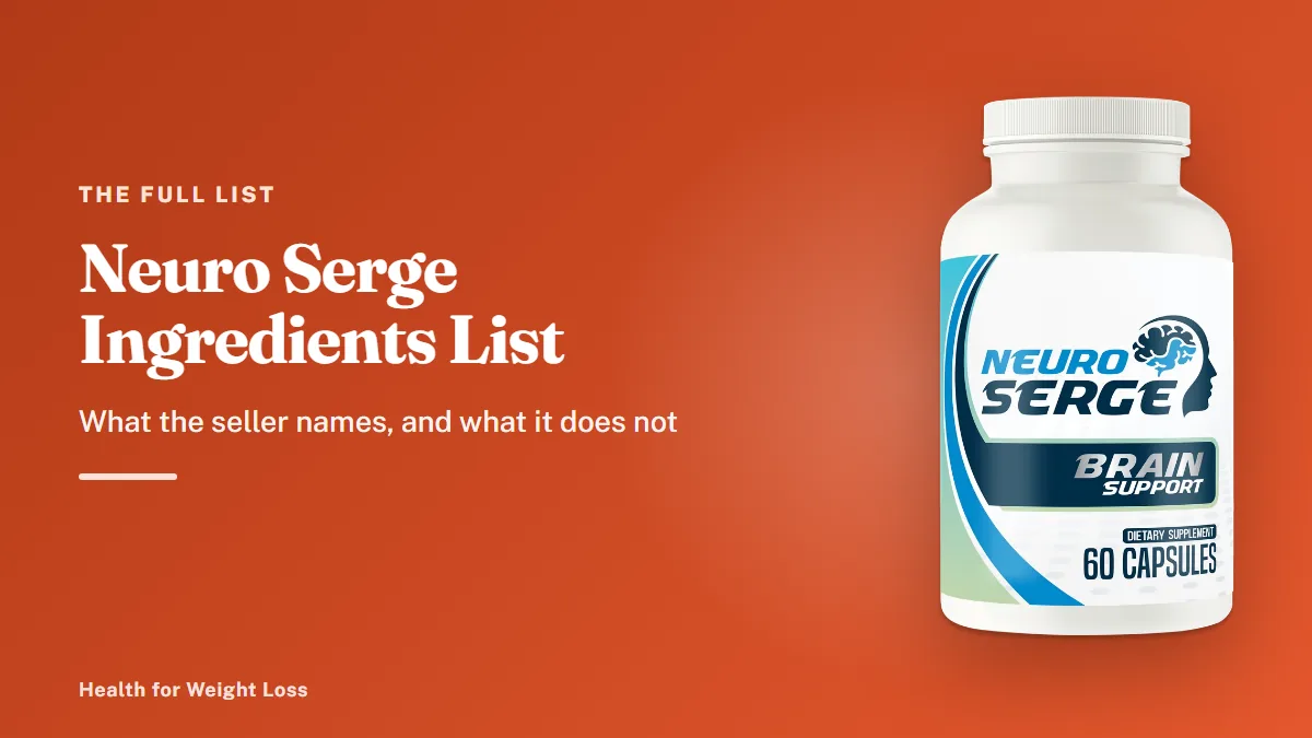Neuro Serge ingredients list: a single Neuro Serge bottle holding 60 capsules of a six-plant extract blend