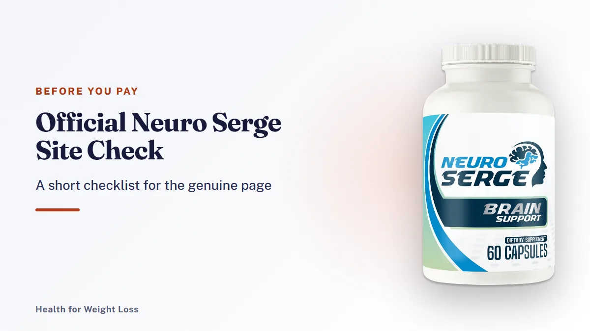 Official Neuro Serge site checklist: a Neuro Serge bottle, the brain-support capsule you order from the seller's page