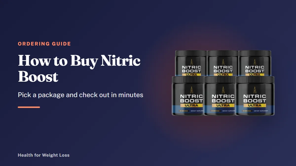 Buy Nitric Boost: the six-jar Nitric Boost Ultra package of nitric oxide powder ready to order, shown on a clean background