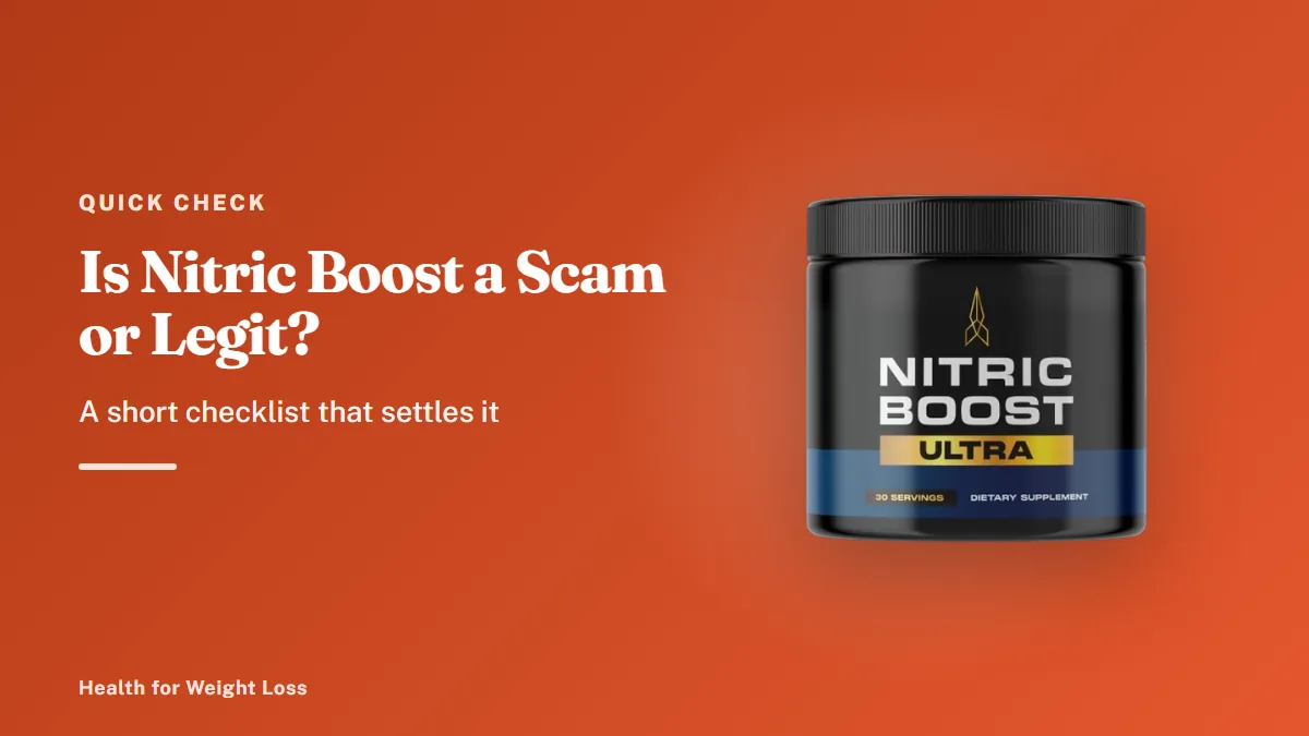 Is Nitric Boost a scam or legit: a genuine Nitric Boost Ultra jar of nitric oxide powder on a plain light background