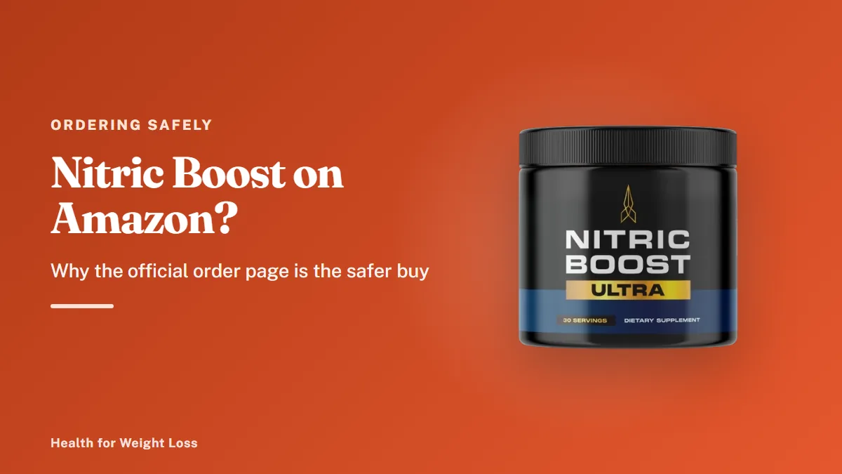 Nitric Boost Amazon search: a single jar of Nitric Boost Ultra powder, ordered through the official page