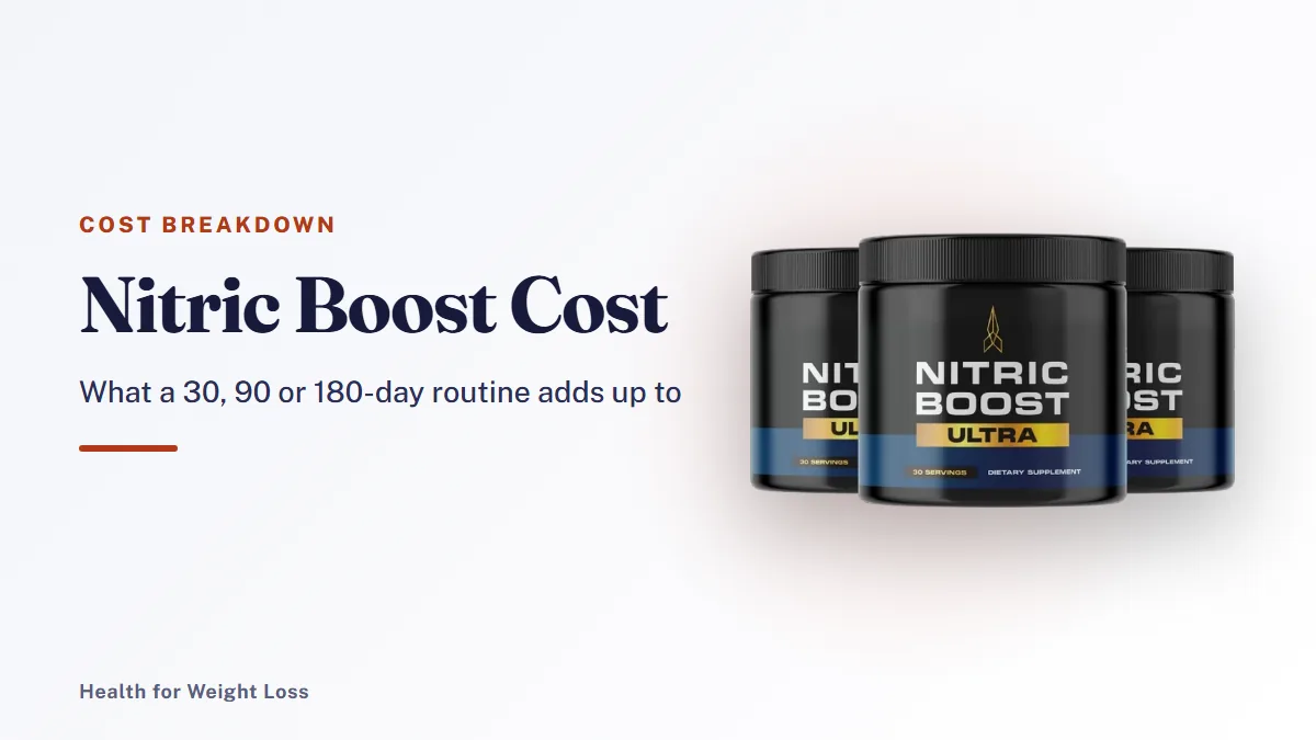 Nitric Boost cost guide: the three-jar Nitric Boost Ultra nitric oxide powder bundle lined up on a clean light background