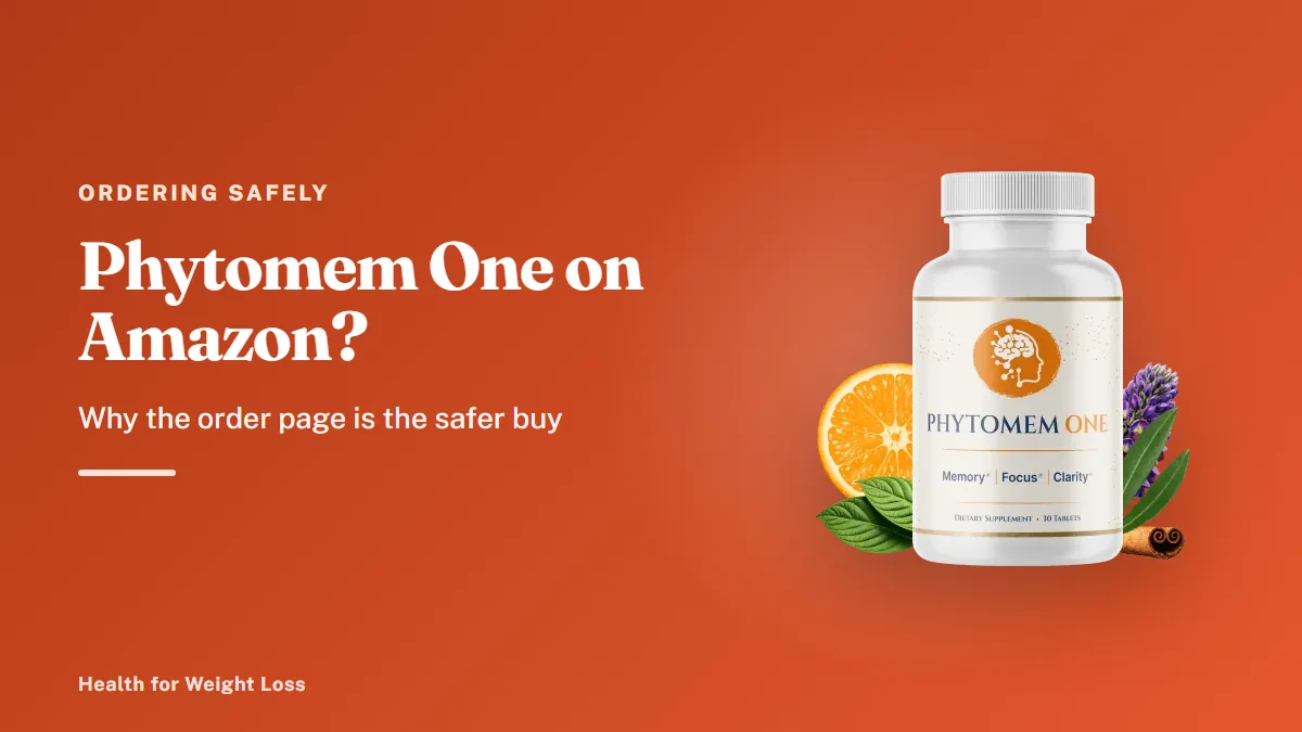 Phytomem One Amazon question: a single Phytomem One bottle beside our guide to ordering from the seller's own page