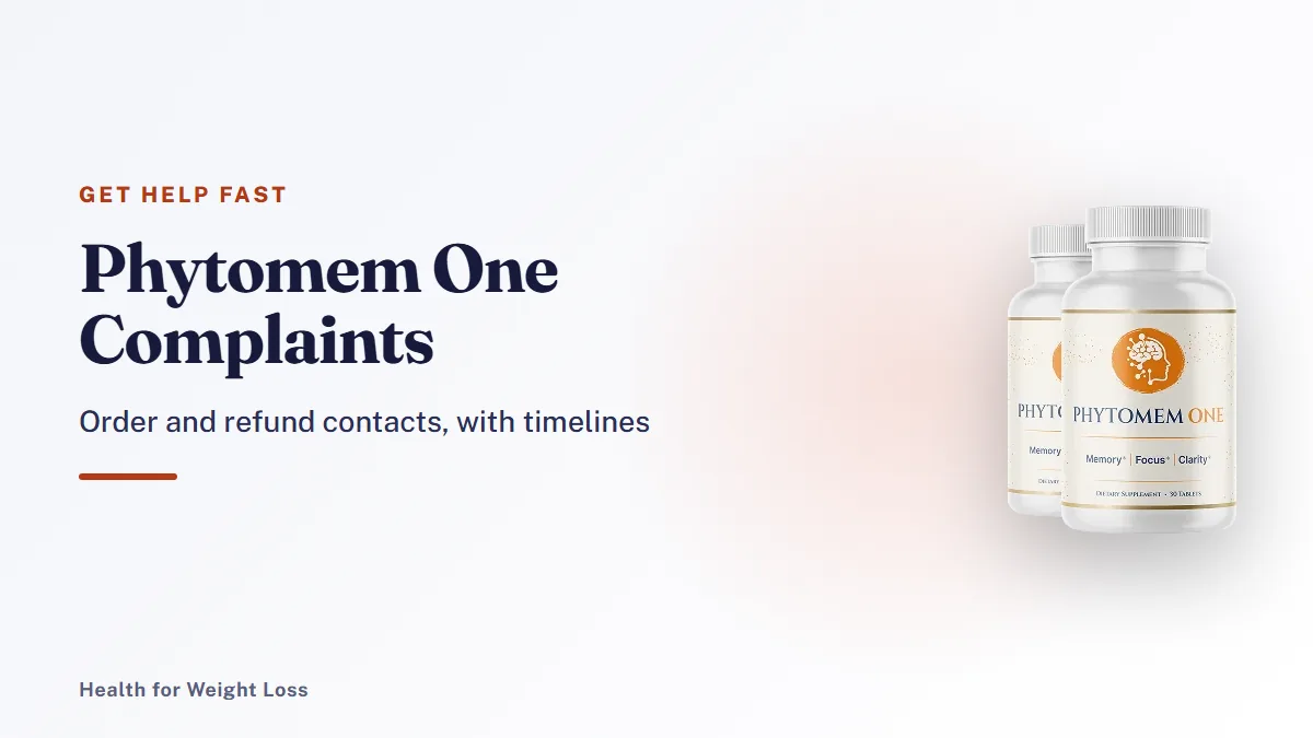 Phytomem One complaints guide: the 2-bottle Phytomem One package beside our order and refund help summary