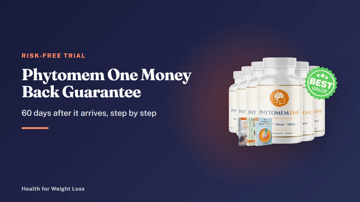 Phytomem One money back guarantee: the 6-bottle Phytomem One package with bonus e-books beside our 60-day refund summary