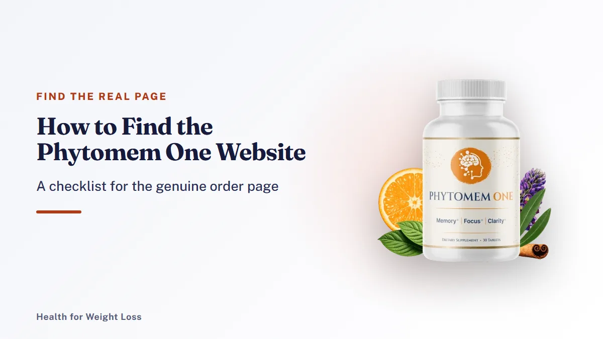 Phytomem One official website guide: a single Phytomem One bottle beside our checklist for reaching the genuine order page