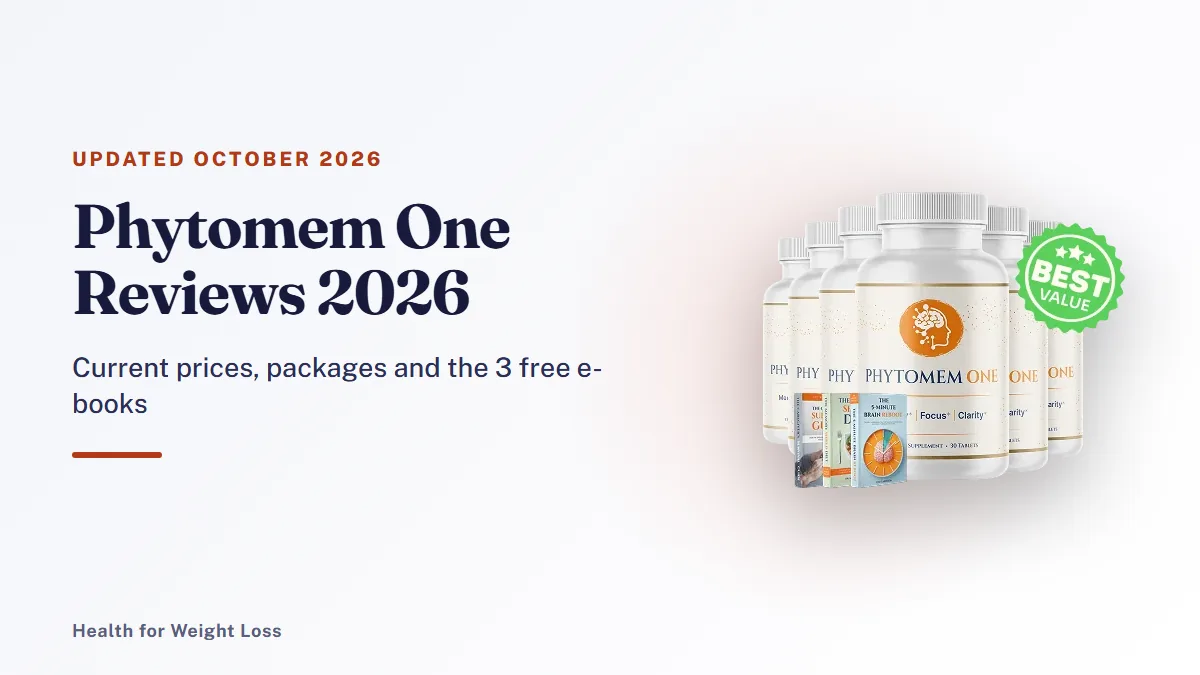 Phytomem One reviews 2026: the 6-bottle Phytomem One package with its three bonus e-books beside our 2026 summary