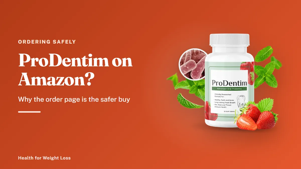 ProDentim Amazon question answered: a single official ProDentim bottle beside our ordering-safely summary