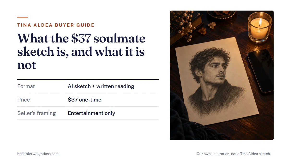 Tina Aldea buyer guide: a pencil-style portrait of a fictional face on a desk beside a candle, our own illustration