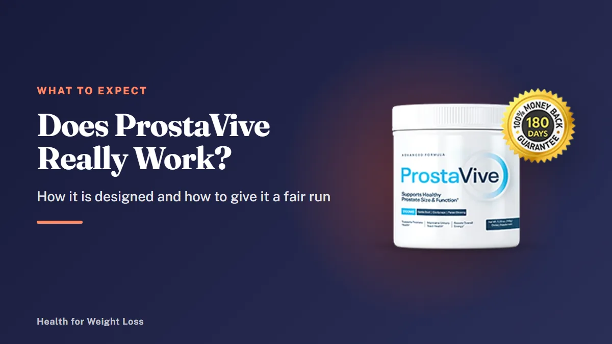 Does ProstaVive really work: a ProstaVive tub of drink-mix powder with the 180-day money-back guarantee seal