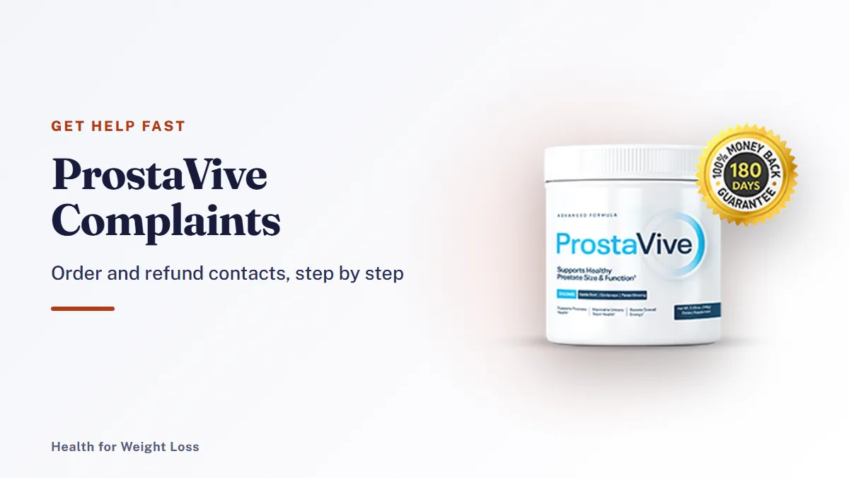 ProstaVive complaints guide: a single ProstaVive tub with a 180-days money-back guarantee seal on a dark background
