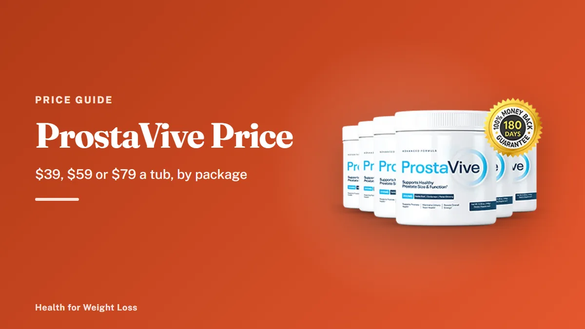 ProstaVive price guide: the six-tub ProstaVive package priced at $39 a tub with the 180-day guarantee seal