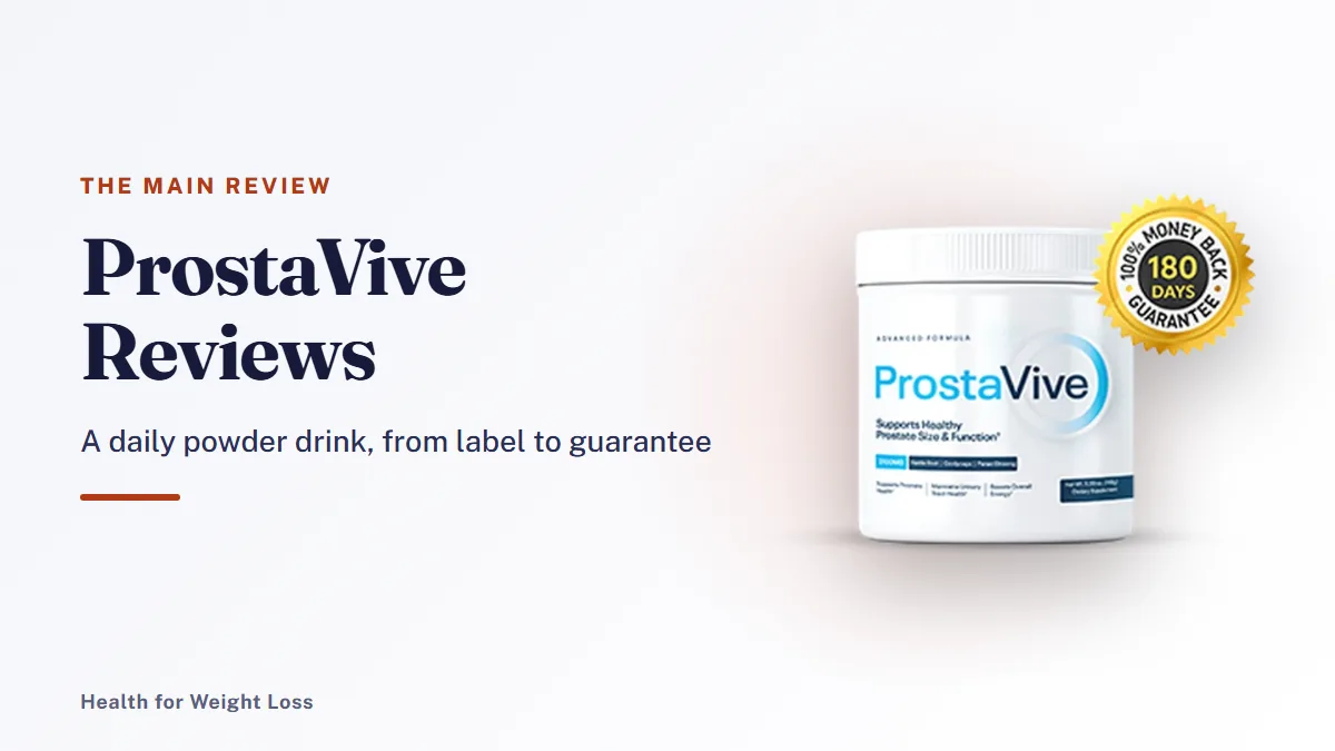 ProstaVive reviews: a single ProstaVive tub of daily drink-mix powder with the 180-day money-back guarantee seal
