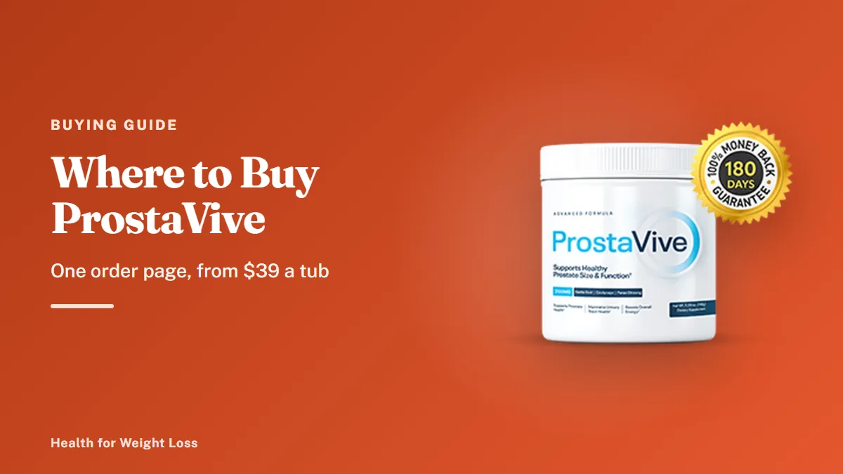Where to buy ProstaVive: a ProstaVive tub of drink-mix powder with the 180-day money-back guarantee seal