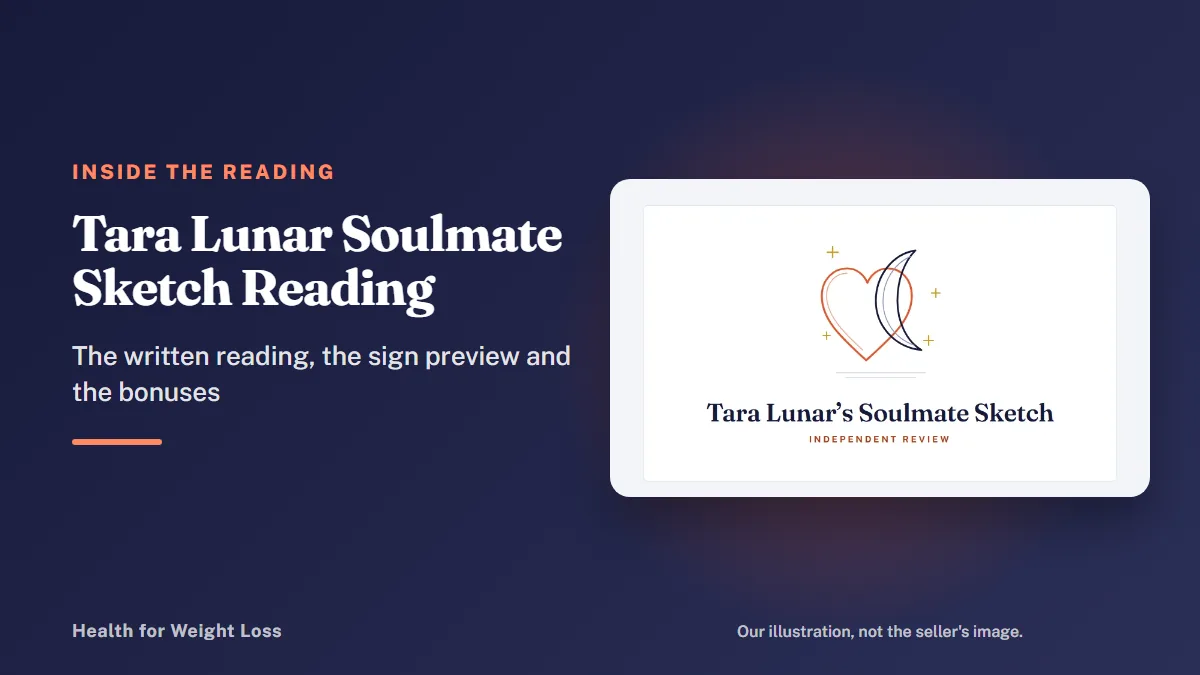 Tara Lunar soulmate sketch reading: our heart and moon illustration with an inside the reading line and the headline