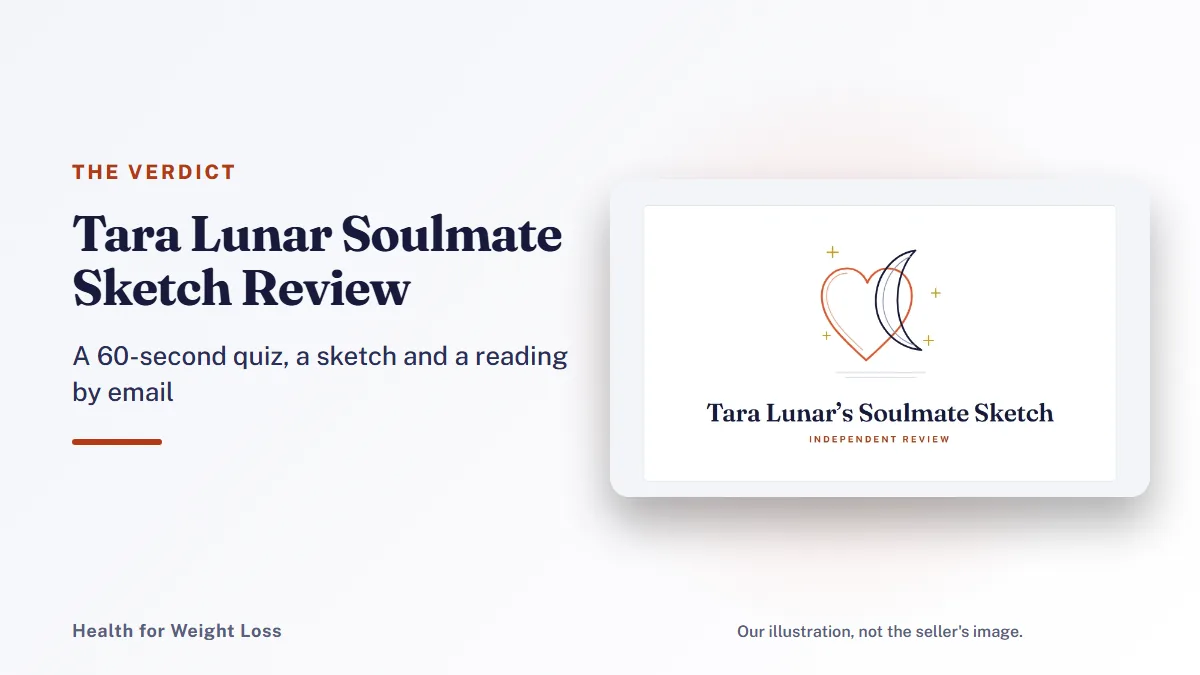 Tara Lunar soulmate sketch review: our heart and moon illustration beside the headline and the words The verdict