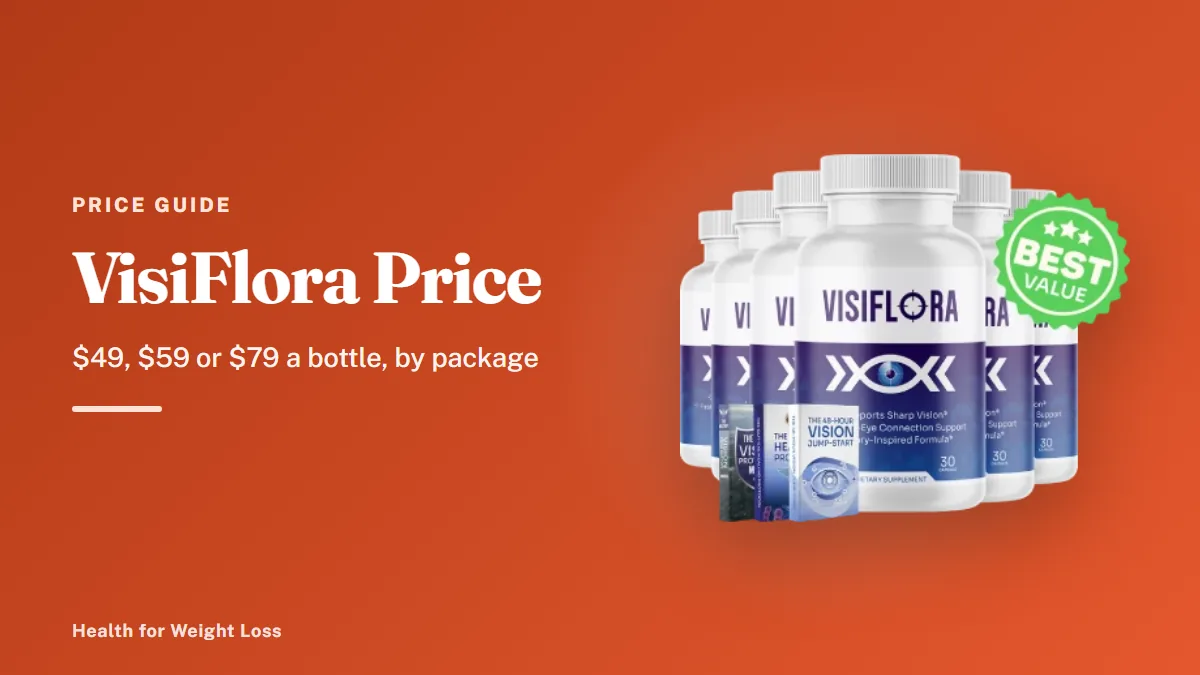 VisiFlora price guide: the six-bottle VisiFlora package priced at $49 a bottle with its three free e-book covers